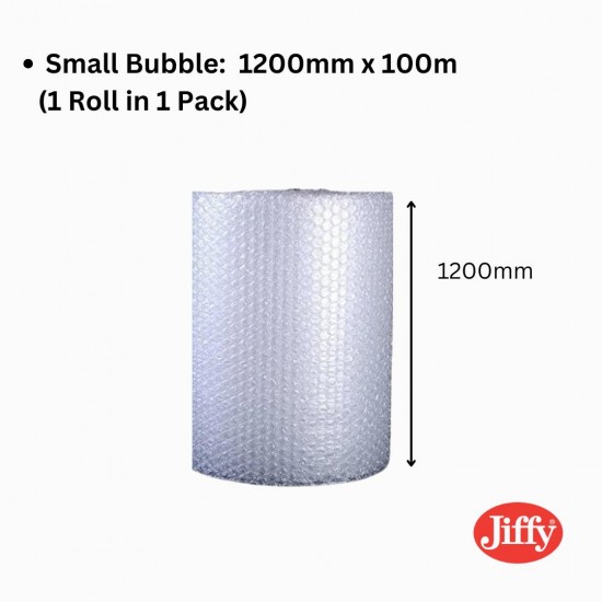 1 x 1200mm x 100m Small Bubble Wrap Roll (Jiffy)