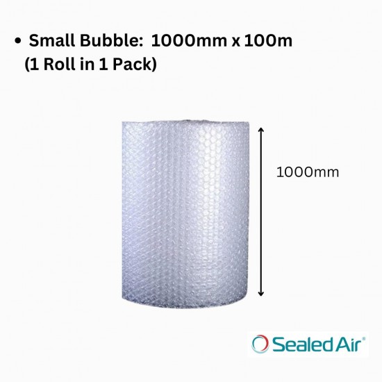 1 x 1000mm x 100m Small Bubble Wrap Roll (Sealed Air)