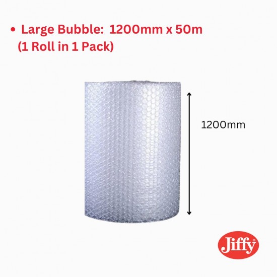 1 x 1200mm x 50m Large Bubble Wrap Roll (Jiffy)