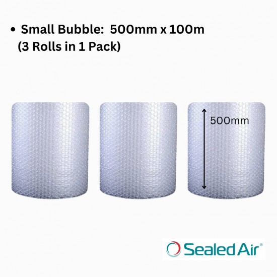 3 x 500mm x 100m Small Bubble Wrap Roll (Sealed Air)