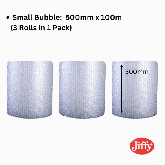 3 x 500mm x 100m Small Bubble Wrap Roll (Jiffy)