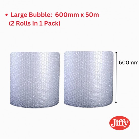 2 x 600mm x 50m Large Bubble Wrap Roll (Jiffy)