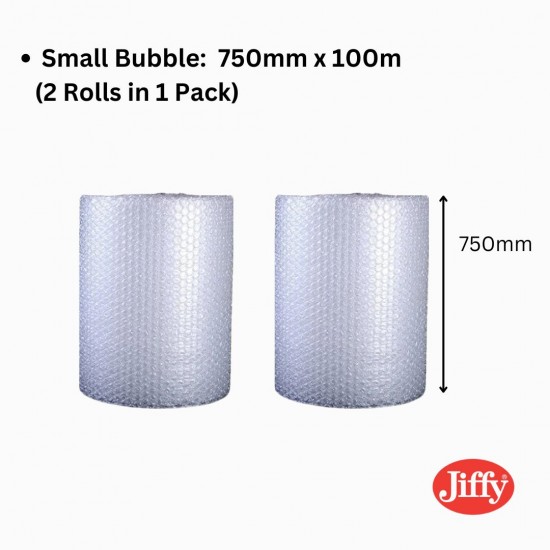 2 x 750mm x 100m Small Bubble Wrap Roll (Jiffy)